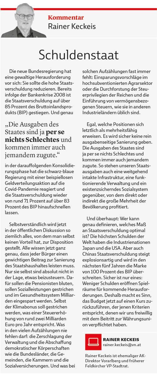 VN-Gastkommentar vom 30. Dezember 2024.