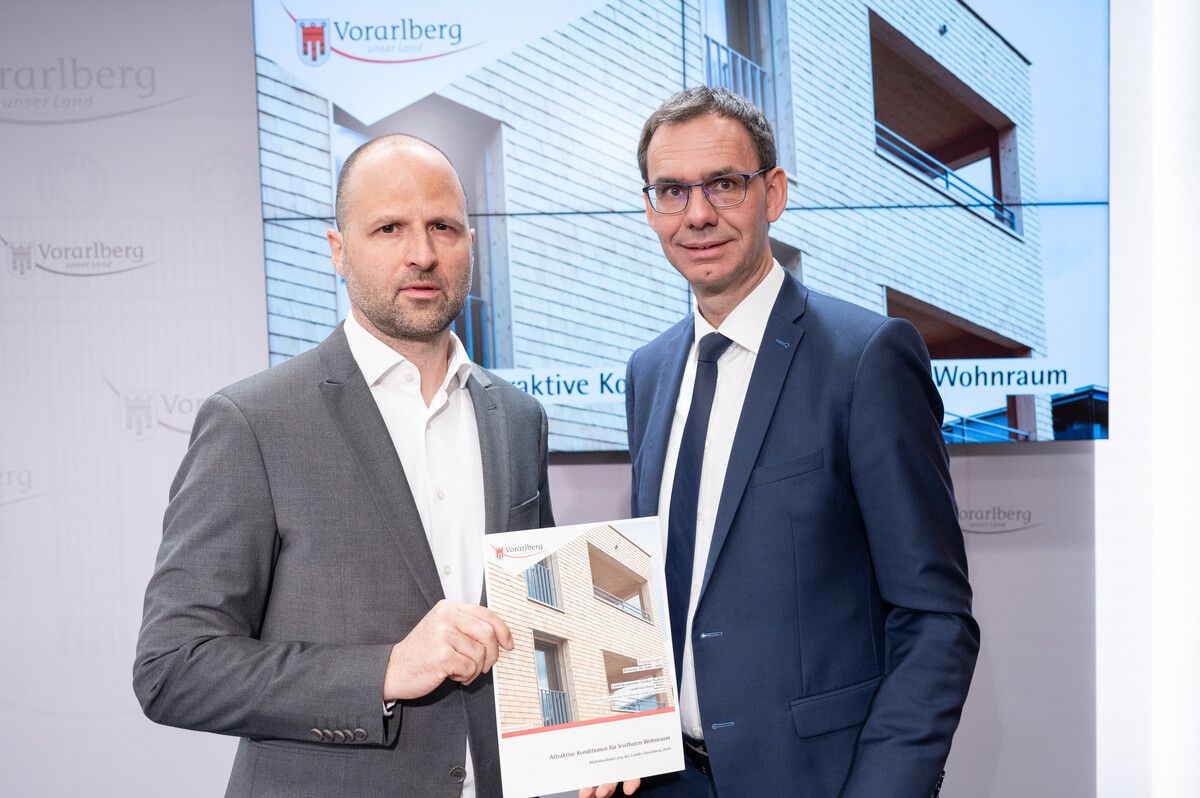 Wohnbau-Landesrat Marco Tittler und LH Markus Wallner. ⇒VLK