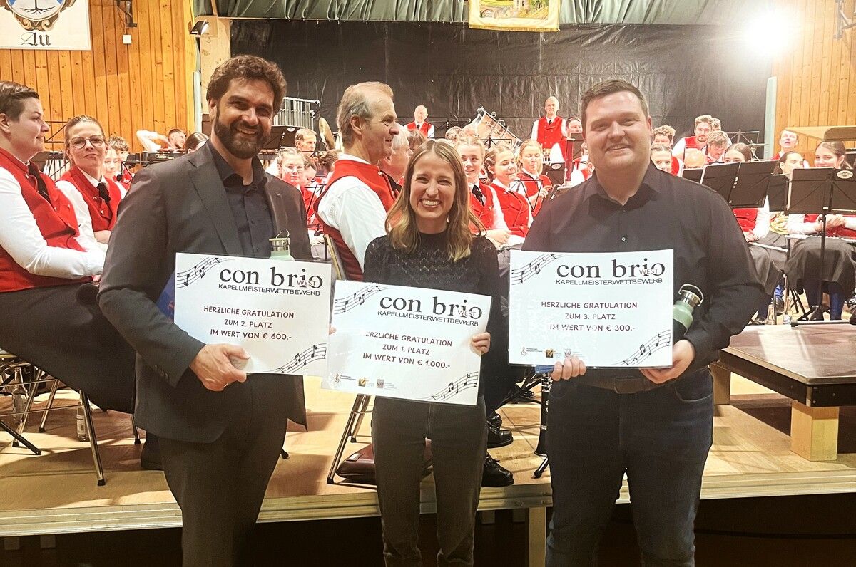 Das Siegertrio von „Con Brio“: René Mathis, Manuela Lusser und René Schwaiger.⇒Erwin Moosbrugger