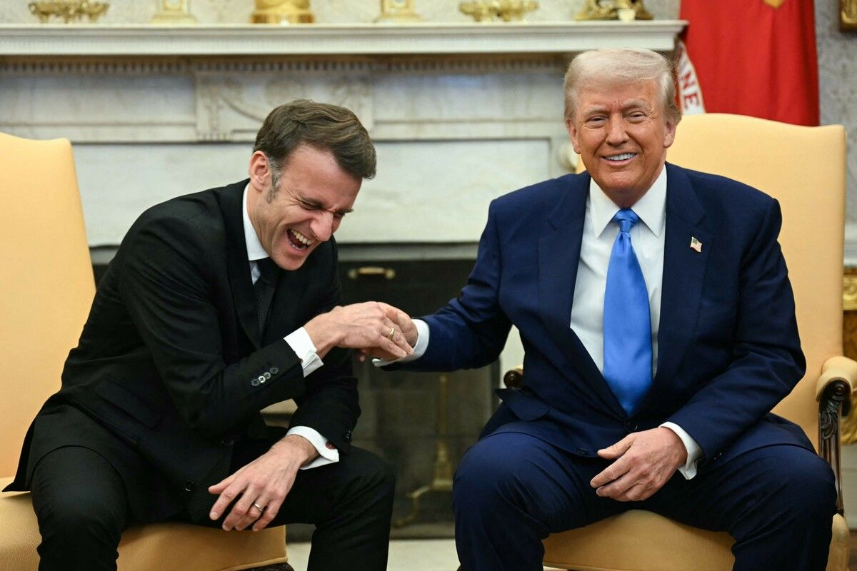 Gut gelauntes Treffen: US-Präsident Donald Trump mit dem französischen Präsidenten Emmanuel Macron im Weißen Haus in Washington. afp