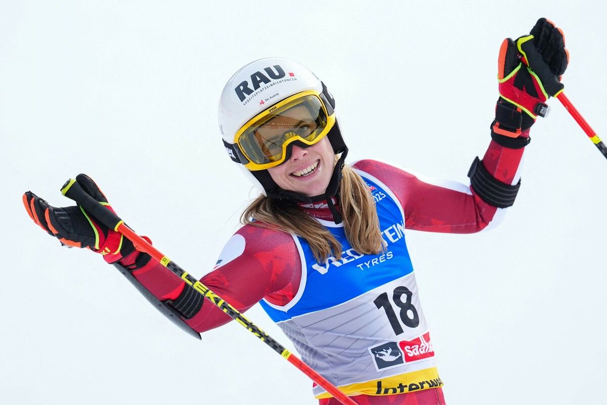 Katharina Liensberger war mit dem zwölften Platz im Riesentorlauf als beste ÖSV-Rennläuferin durchaus zufrieden.⇒apa