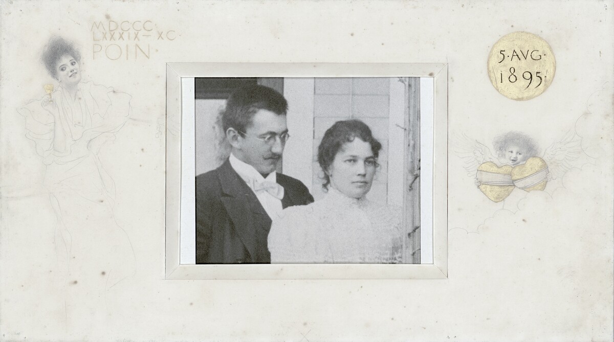 Mit dieser Glückwunschkarte gratulierte Gustav Klimt dem Ehepaar Julius Rhomberg und Eugenia Bertolini. ⇒natter