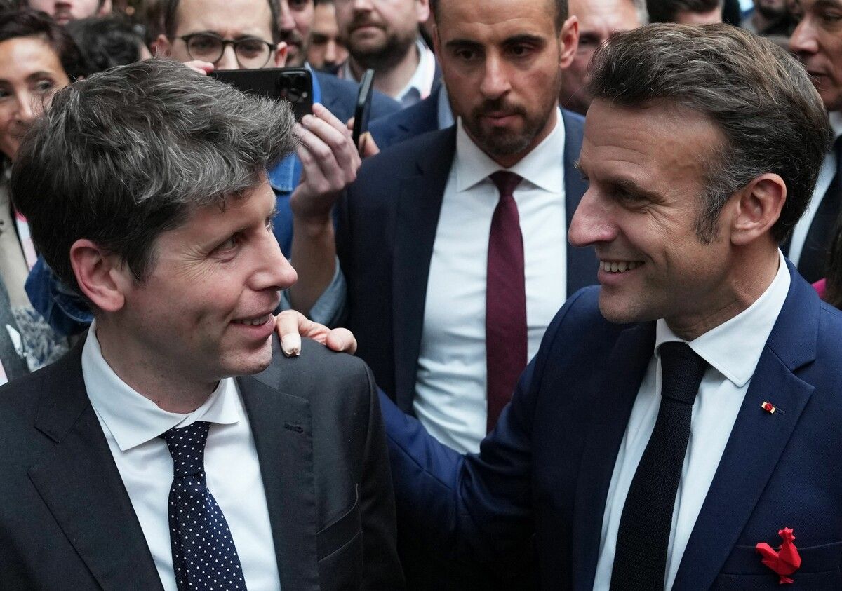 Sam Altman mit Frankreichs Präsident Emmanuel Macron.⇒afp