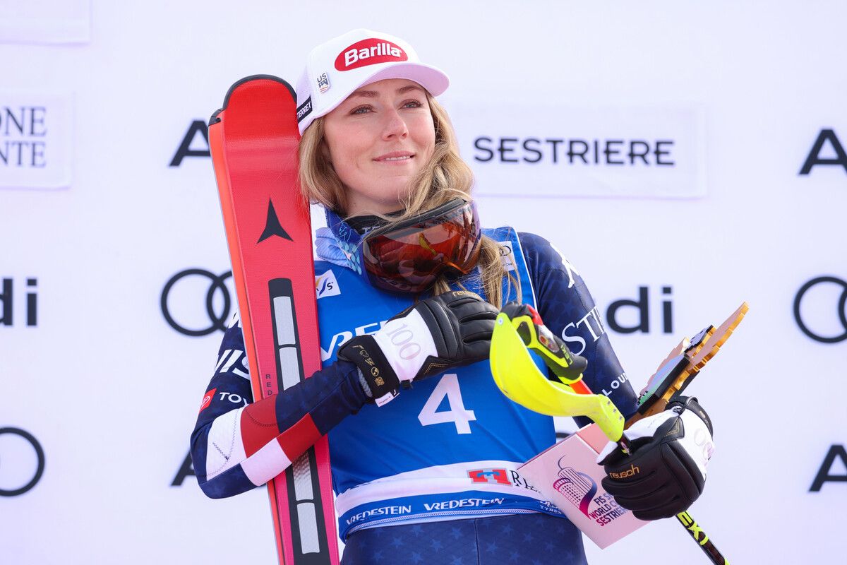 SESTRIERE,ITALY,23.FEB.25 - ALPINE SKIING - FIS World Cup, slalom, ladies. Image shows Mikaela Shiffrin (USA). Photo: GEPA pictures/ Mathias Mandl