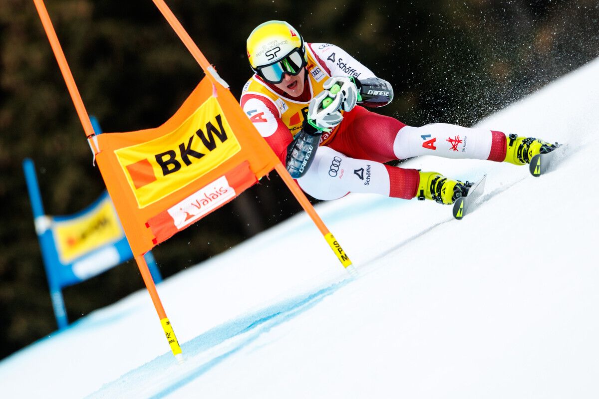 Der frischgebackene Weltmeister im Riesentorlauf Raphael Haaser steht heute in Kranjska Gora unter genauer Beobachtung der Konkurrenz.⇒gepa