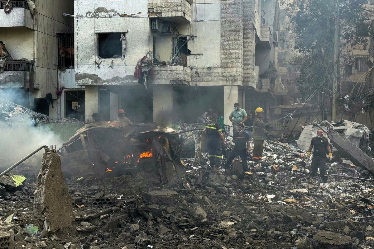 Der Luftangriff der israelischen Streitkräfte zerstörte dieses Gebäude.⇒AFP