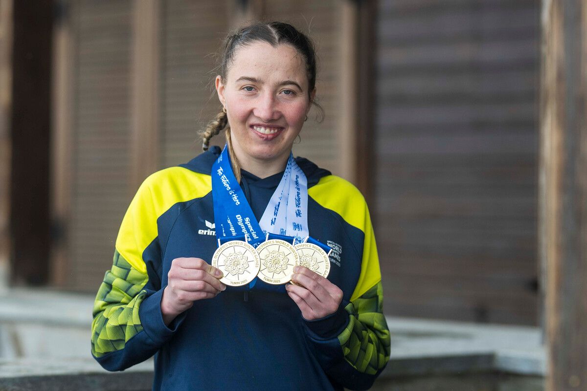 Dreifache Goldmedaillengewinnerin: Alpin-Skifahrerin Jasmin Heim war bei den World Winter Games in Turin eine Klasse für sich.⇒gepa/Special Olympics - 2