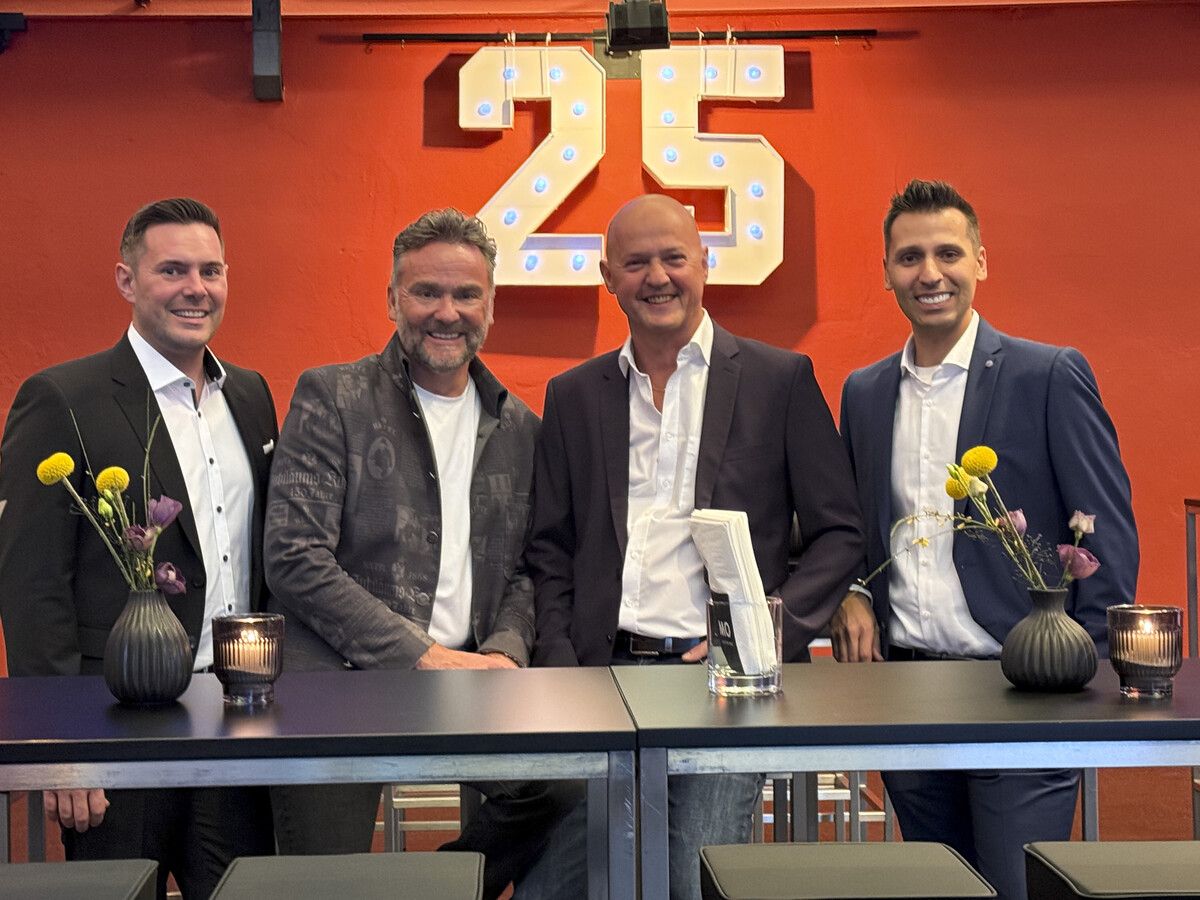 Ein Vierteljahrhundert MO Catering: Marco Geser, Harald Otti, Mario Marte und Christian Stadler. ⇒franc