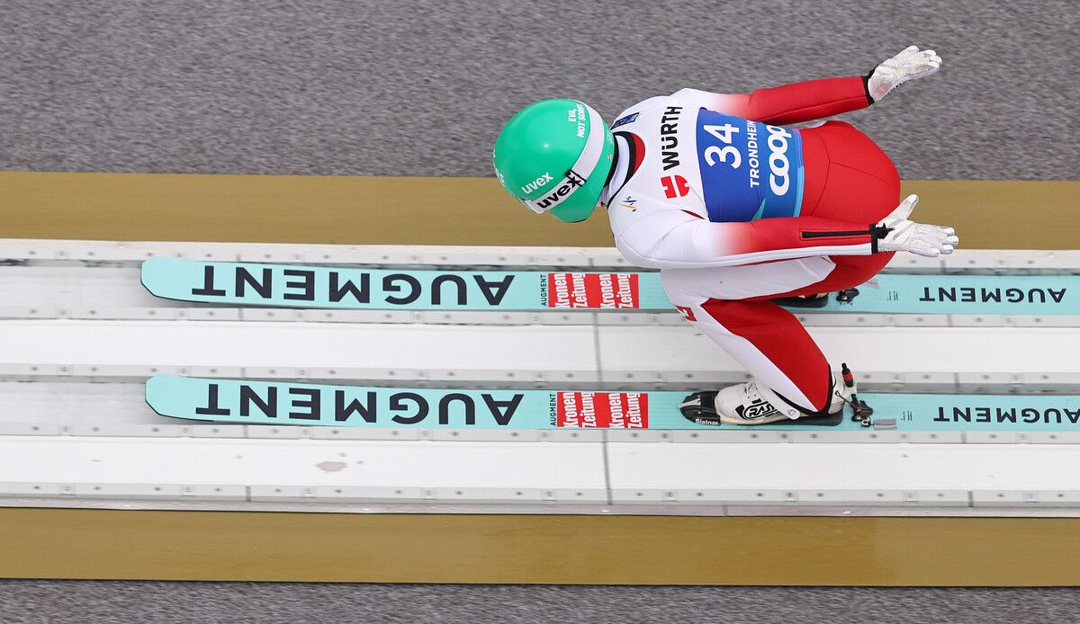 Eva Pinkelnig war beim enttäuschenden WM-Auftakt im Einzelspringen mit Platz sieben noch die beste Athletin des ÖSV-Teams.⇒gepa