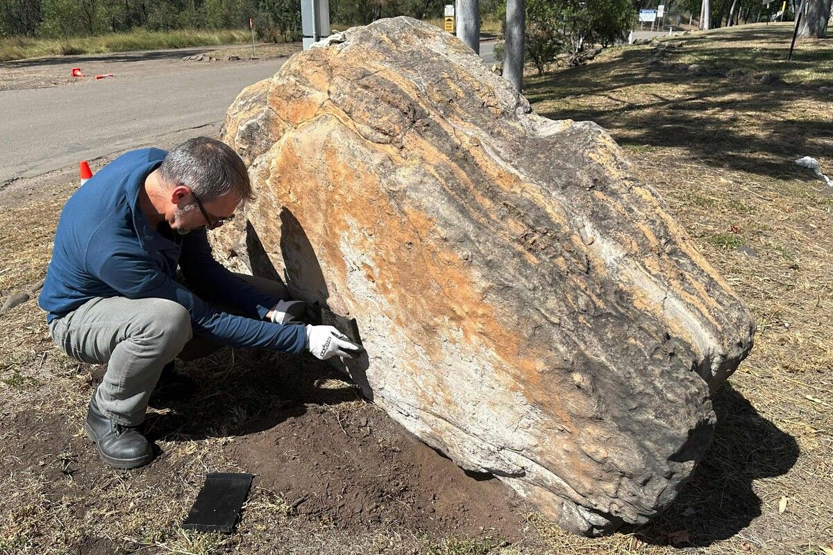 Insgesamt wurden auf der Steinplatte 66 einzelne Fußabdrücke entdeckt.⇒AFP