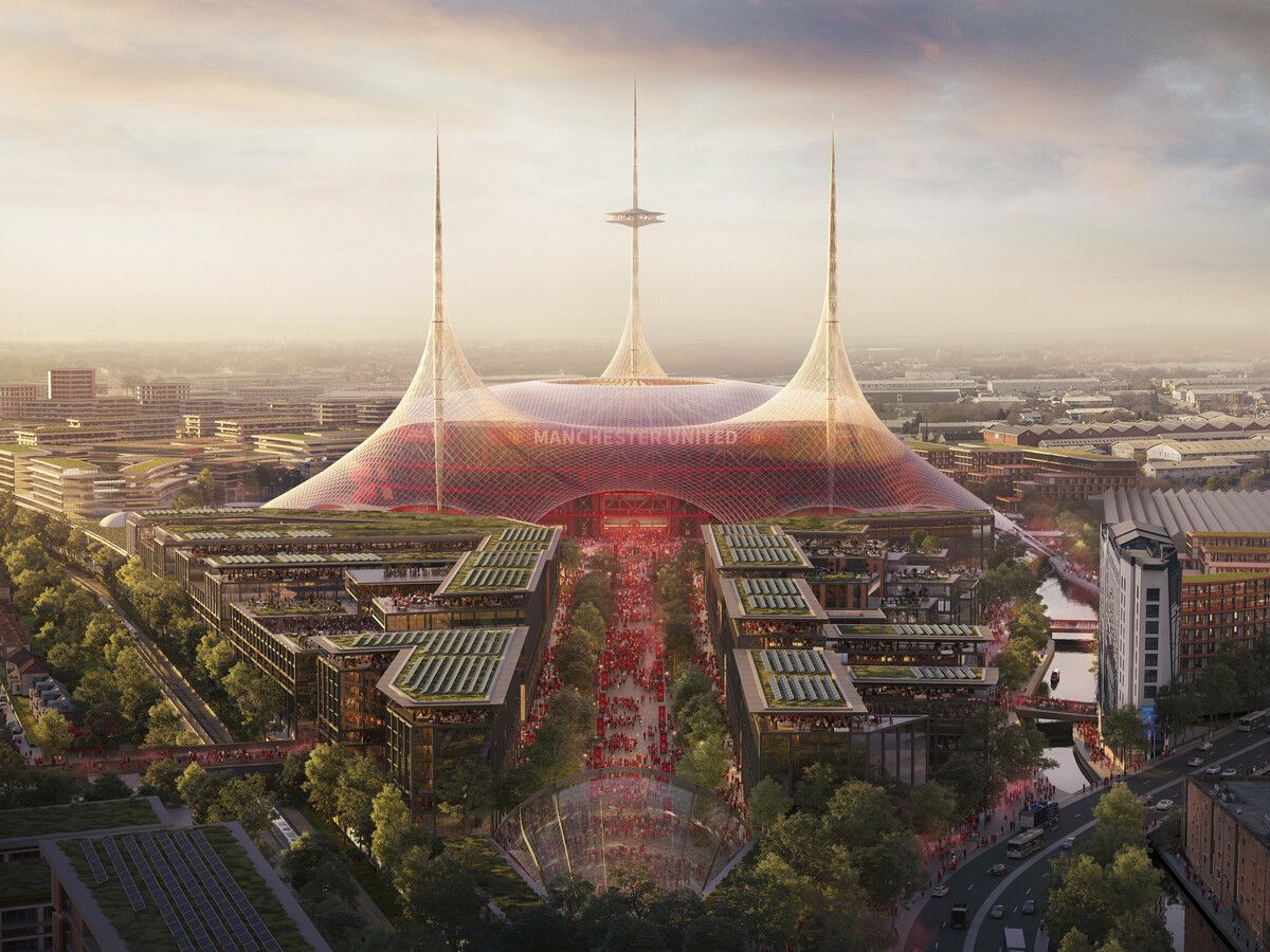 Markante Türme und ein futuristisches Design: So soll das neue United-Stadion aussehen.⇒???