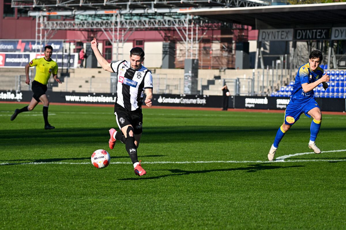 Abfolge eines historischen Treffers: Mario Vucinovic traf mit dem schnellsten Tor der Vereinsgeschichte von SW Bregenz zum 1:0. Half aber nichts, weil Stripfing die Partie noch drehte. ⇒???