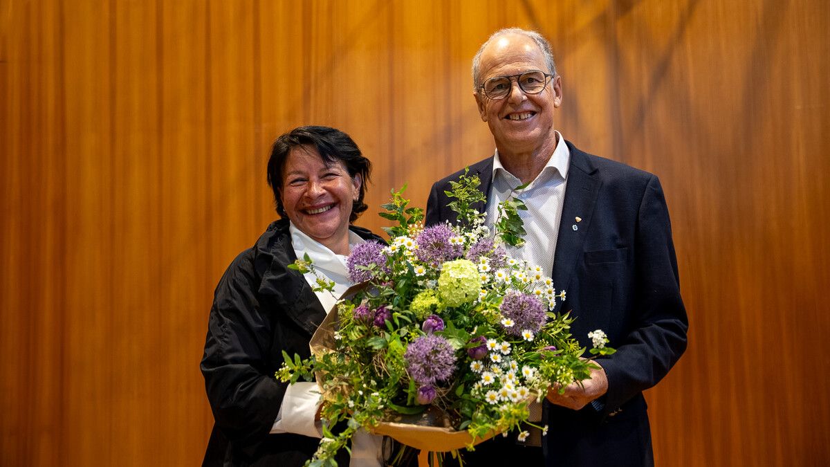 Bürgermeisterin Barbara Mathies und Altbürgermeister Florian Morscher.⇒dob