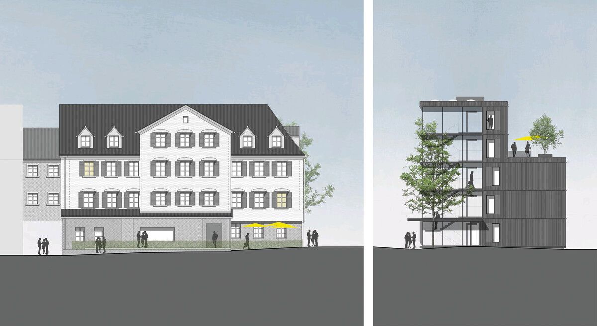 Das Rendering des neuen Studentenwohnheims. ⇒ölz