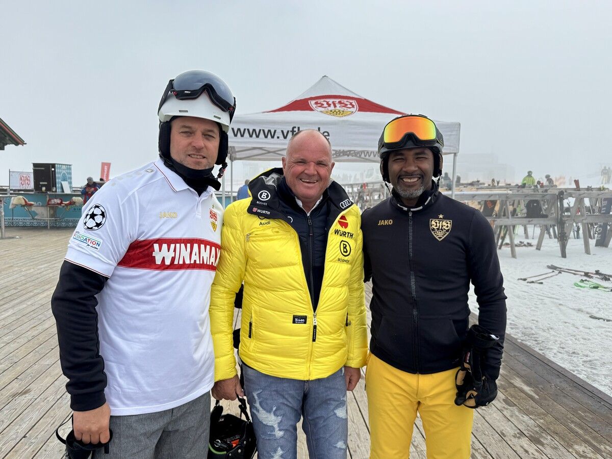 Die VfB-Legenden Timo Hildebrand (l.) und Cacau (r.) mit Wolfi Mähr.