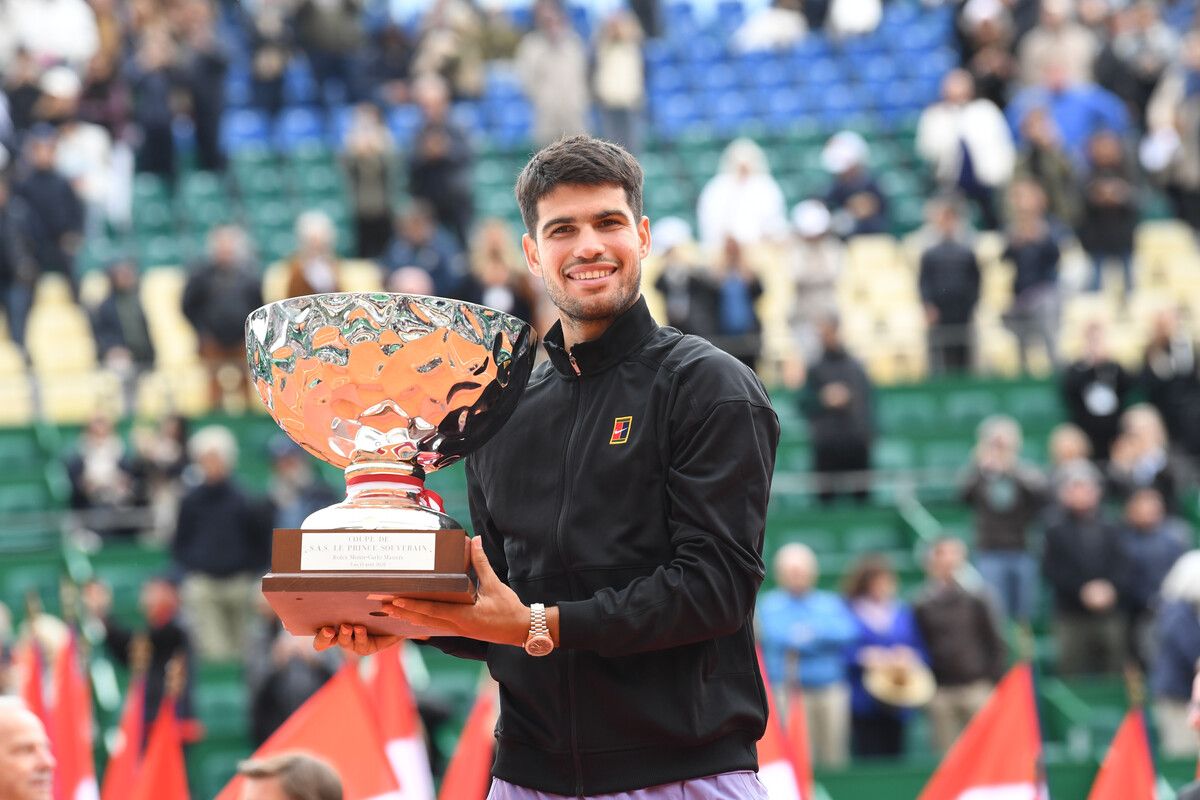 Jubelt über seinen ersten Sieg in Monte Carlo: Carlos Alcaraz. ⇒gepa