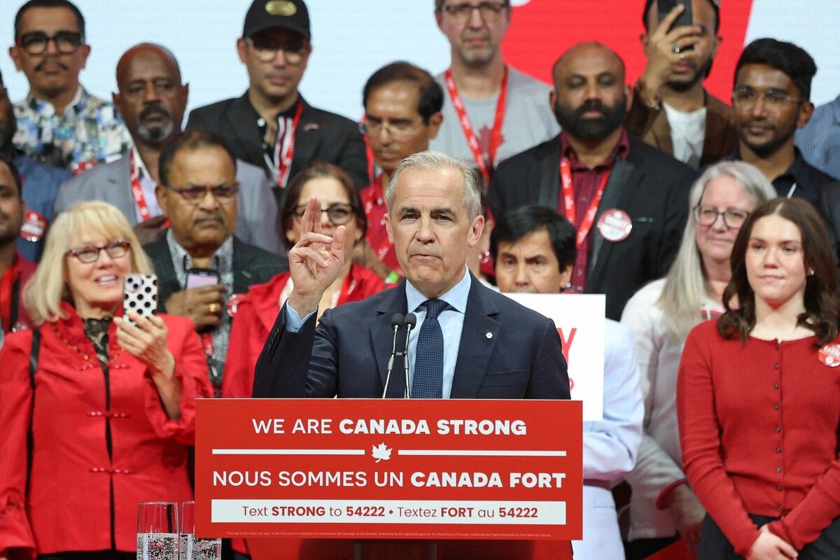 Mark Carney nach dem Wahlsieg seiner liberalen Partei in Ottawa.⇒afp