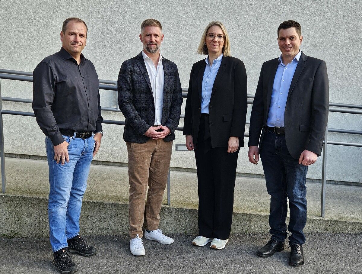 Neuer Langenegger Gemeindevorstand: Erich Schwärzler, Bgm. Thomas Konrad, Vizebgm. Katharina Fuchs und Christoph Schwarzmann.⇒Erwin Moosbrugger