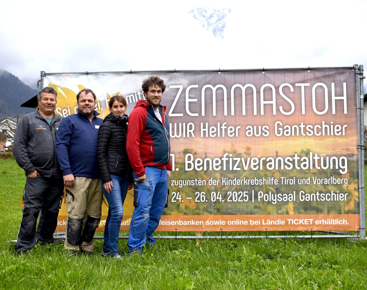 Obmann Manuel Tschugmell, Schriftführerin Renate Tschugmell, Kassier Dietmar Tschugmell und Obmann-Stellvertreter Walter Albrecher (v.r.).⇒„WIR – Helfer aus Gantschier“