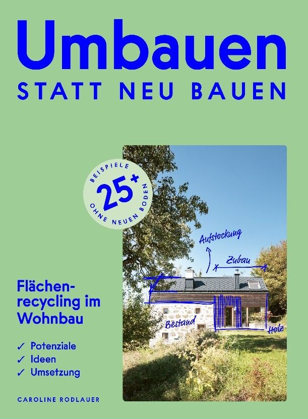 Umbauen statt neu bauen – Flächenrecycling im Wohnbau, Caroline Rodlauer, 196 Seiten, durchgehend farbig bebildert, ISBN 978-3-7025-1165-4, € 40,–⇒