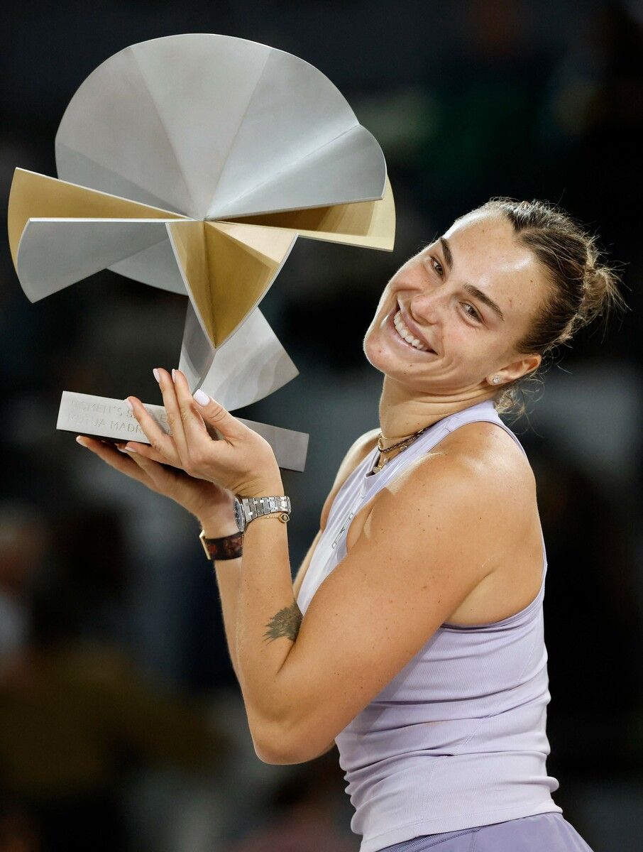 Aryna Sabelenka feierte nach 2021 und 2023 ihren dritten Turniersieg in Madrid.⇒AP