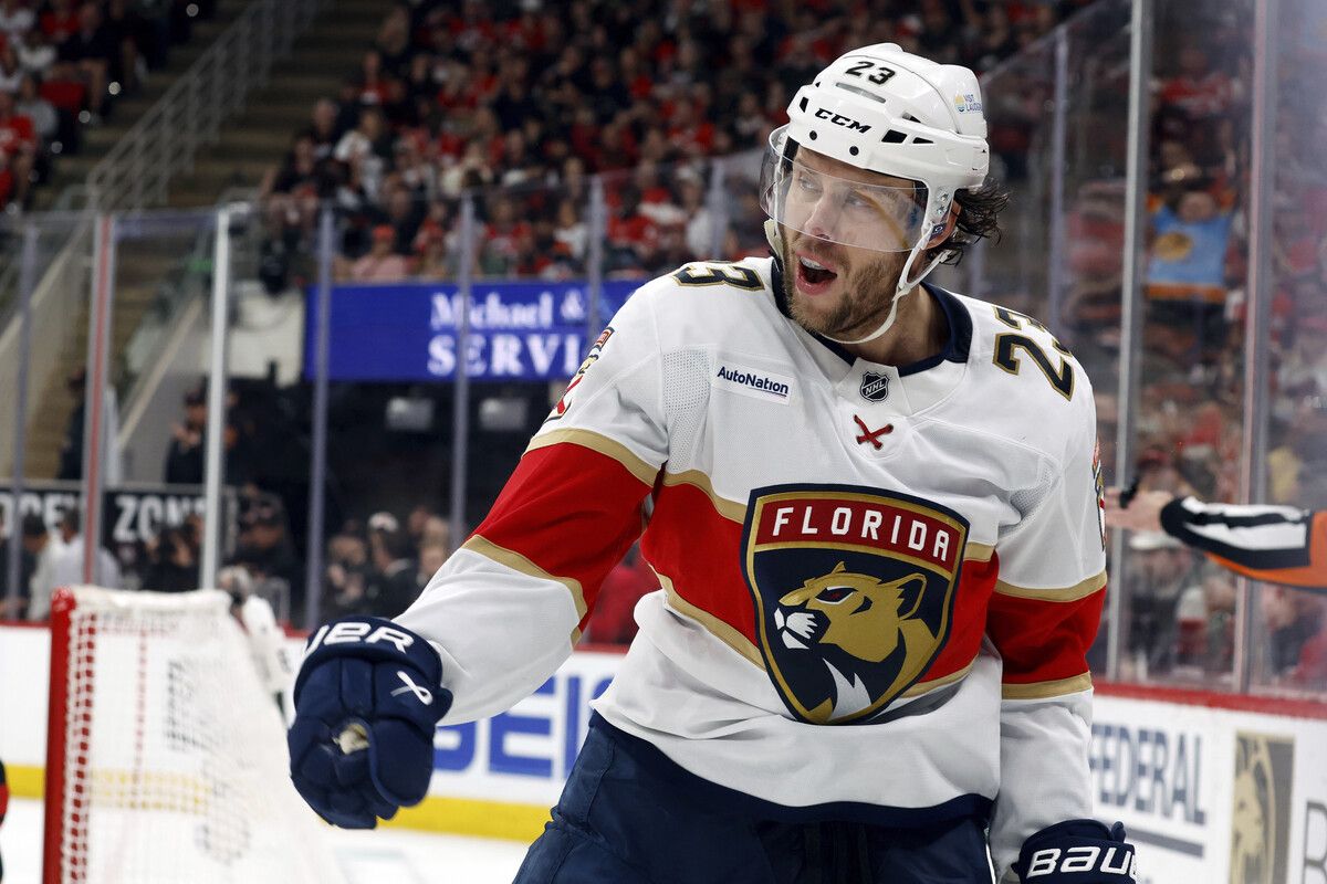 Florida-Panthers-Crack Carter Verhaeghe jubelt über seinen Treffer.⇒ap