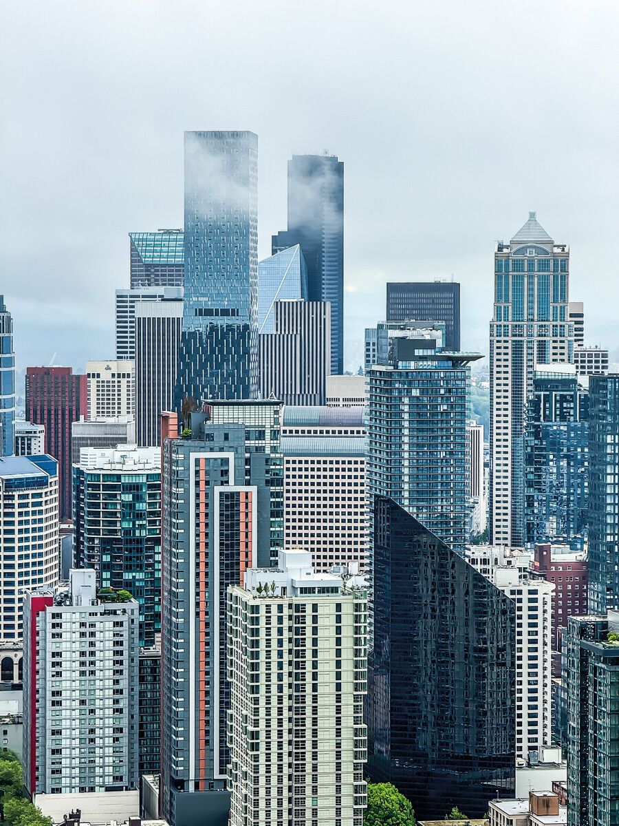 Glas, Stahl und klare Linien prägen das Bild von Downtown Seattle.⇒Beate Rhomberg