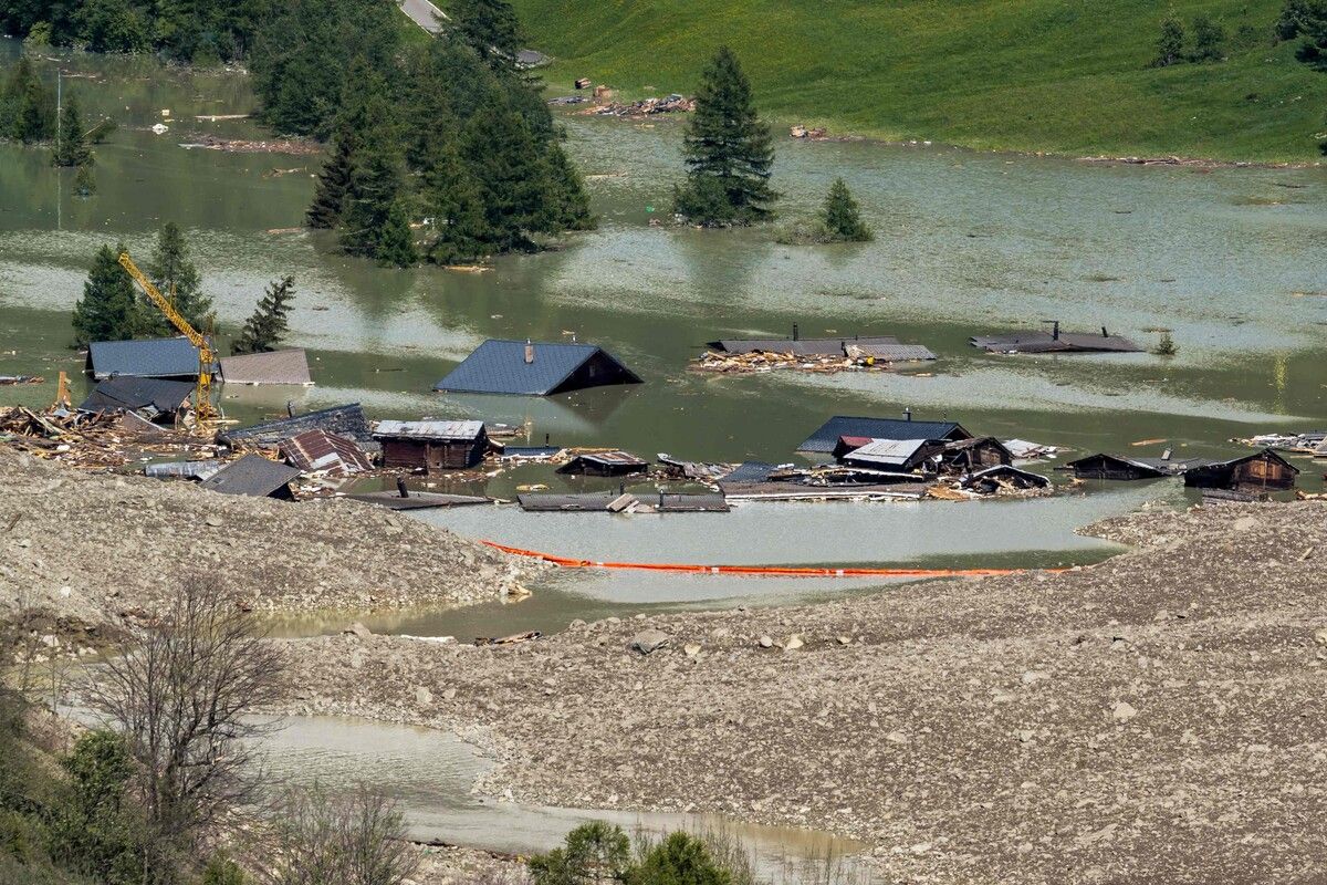 Am 28. Mai zerstörte ein Bergsturz das Dorf Blatten im Lötschental weitgehend.⇒AFP