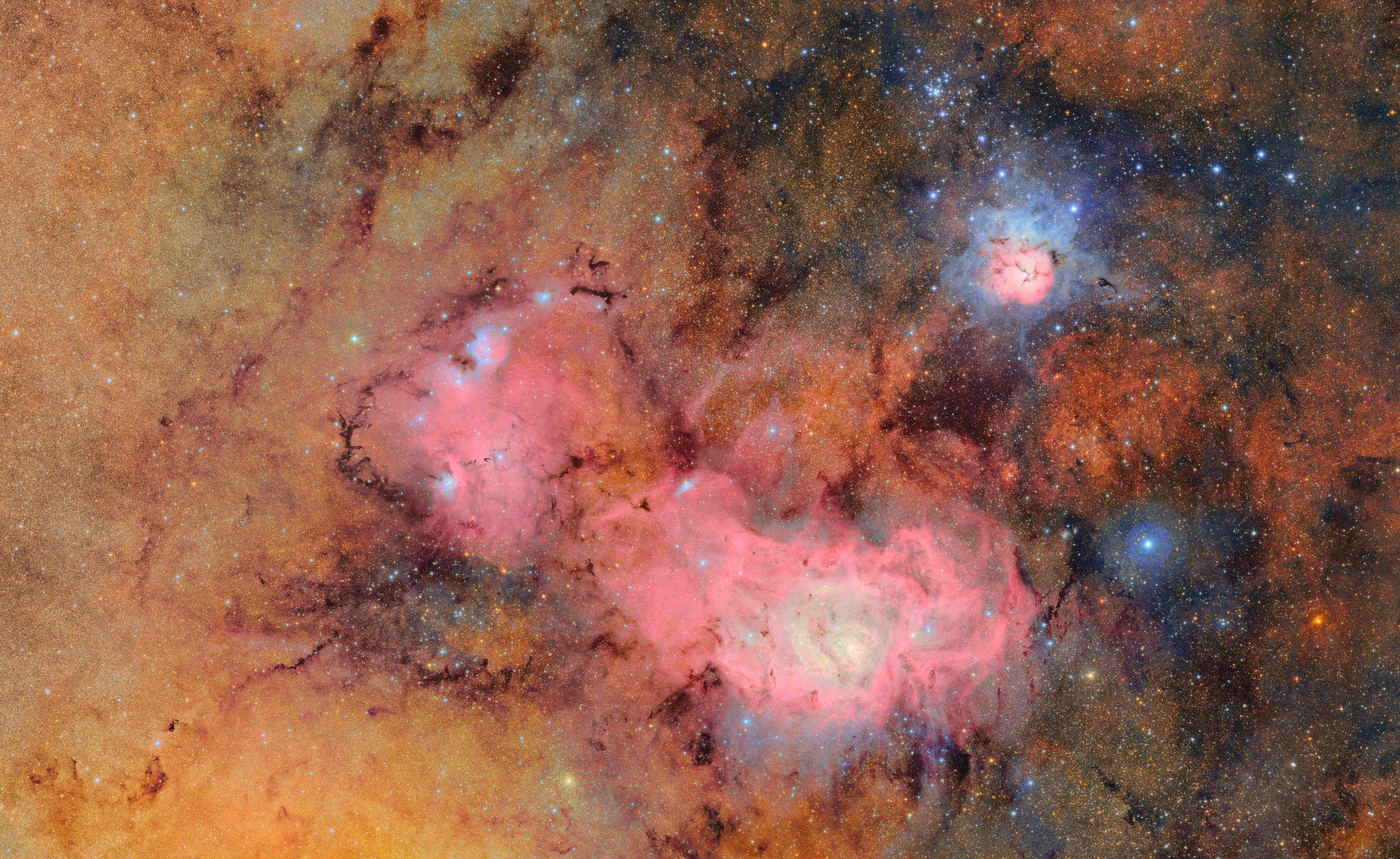 Wissenschaftler des neu errichteten Vera-C.-Rubin-Observatoriums in Chile haben erste Aufnahmen weit entfernter Galaxien veröffentlicht. Darunter ist ein aus 678 Einzelaufnahmen zusammengesetztes Bild des Trifid-Nebels und des Lagunennebels in einzigartiger Detailtreue. AFP (5)