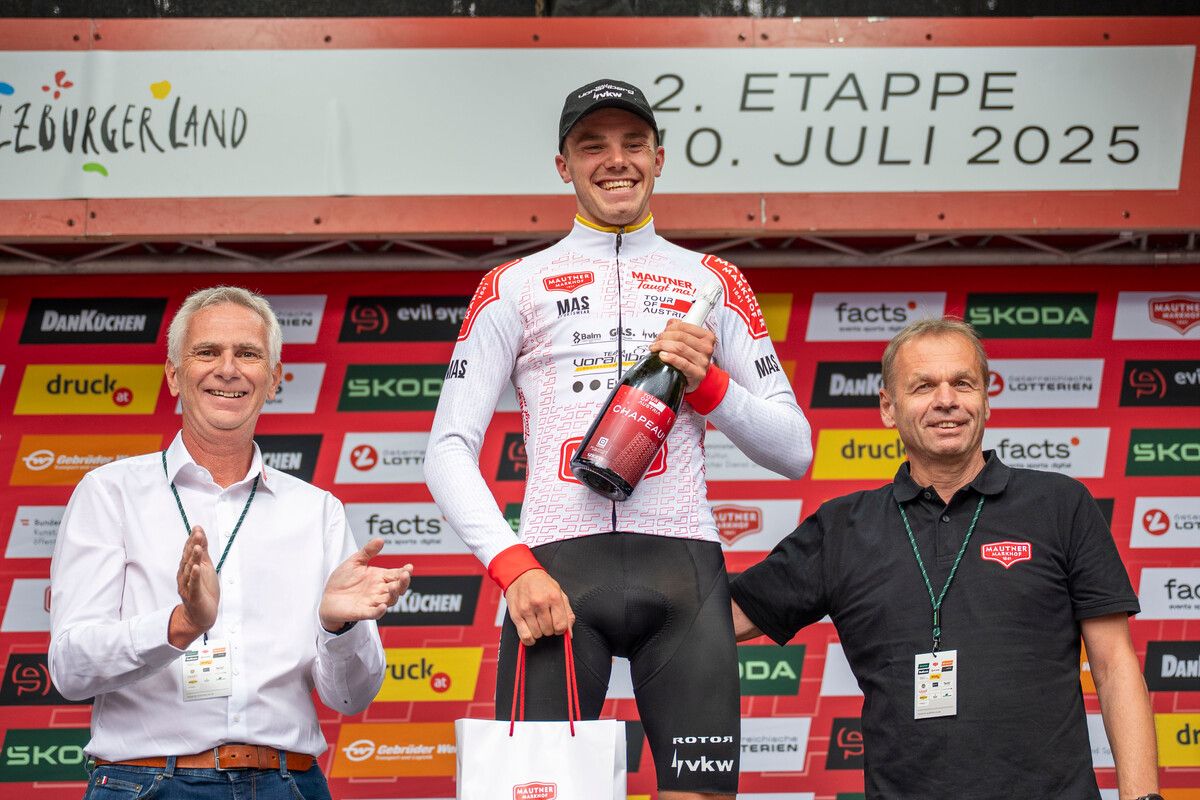 Jeden Tag ein neues Trikot für Emanuel Zangerle: Der Team-Vorarlberg-Fahrer schlüpfte in das Bergtrikot.⇒gepa