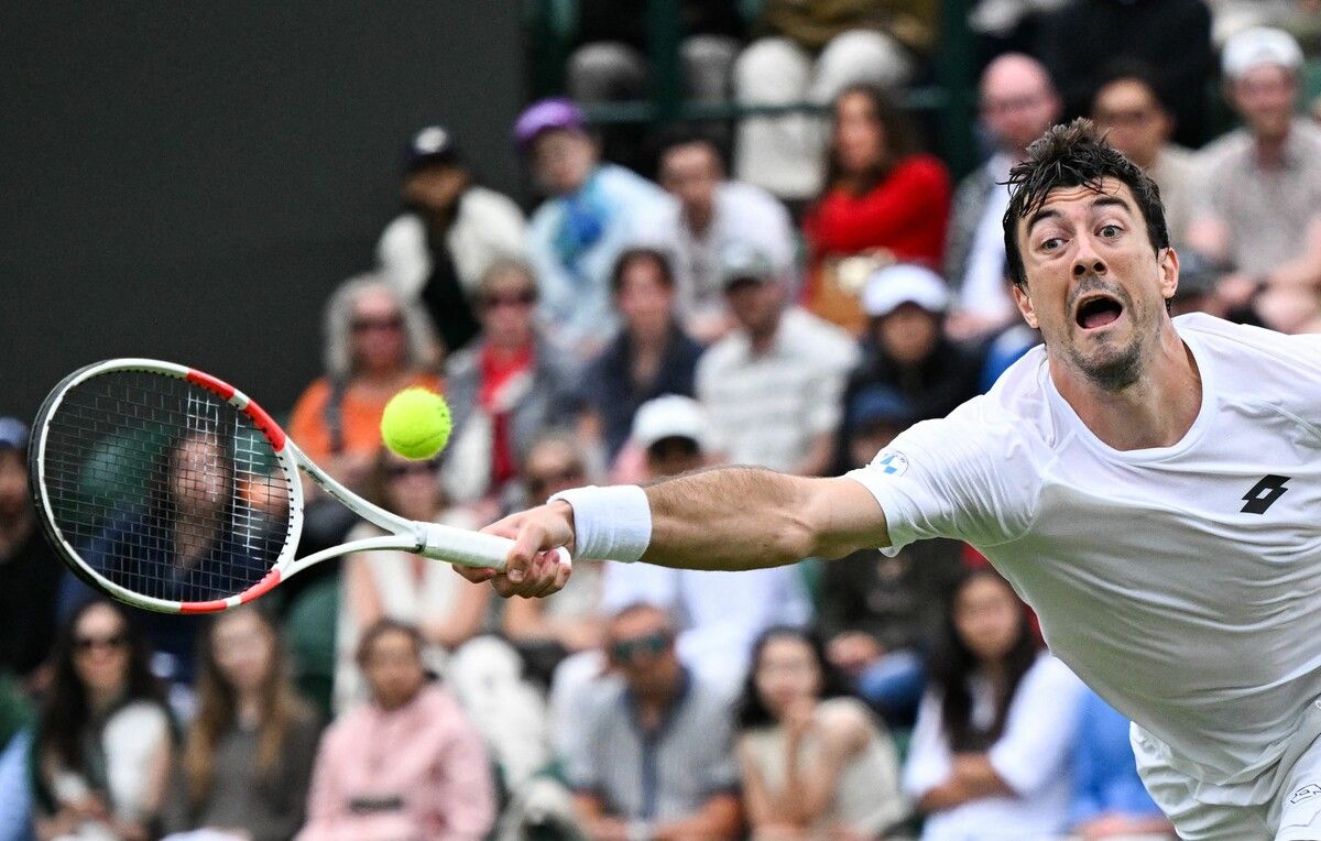 Sebastian Ofner streckte sich in der dritten Runde von Wimbledon vergeblich, schied gegen Grigor Dimitrov aus.⇒apa