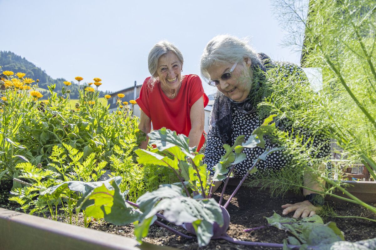 Clara Breuss (l.) unterstützt Renate Loacker (r.) bei unterschiedlichen Alltagsaufgaben und erhält dafür eine Zeitgutschrift. ⇒VN/Paulitsch