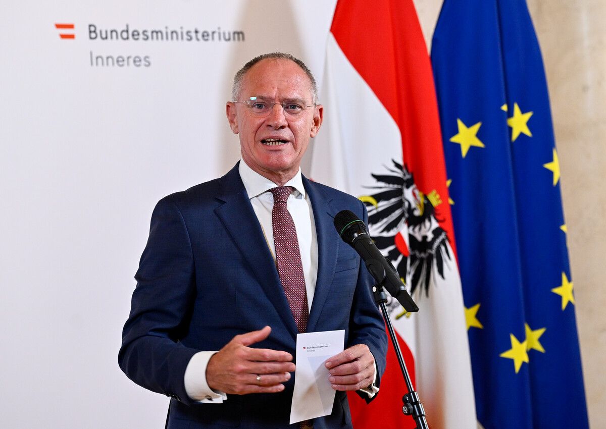 Innenminister Karner weist das UNO-Gesuch zurück.⇒APA/Zimmermann
