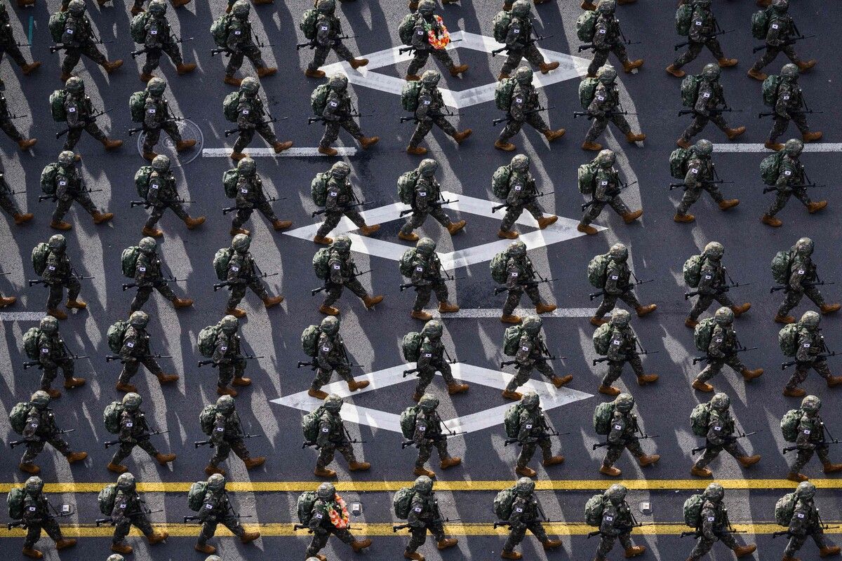 Südkoreanische Soldaten bei einer Parade in Seoul. ⇒AFP