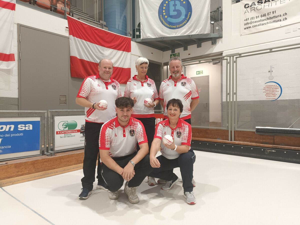 Das österreichische Nationalteam bei der Boccia-EM in der Schweiz.⇒Privat