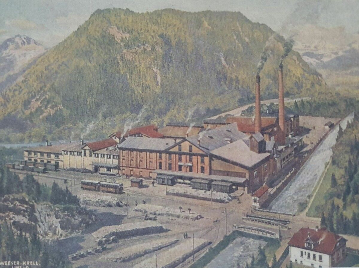 Das Zementwerk Lorüns im Jahr 1928. ⇒Althof/Böhler
