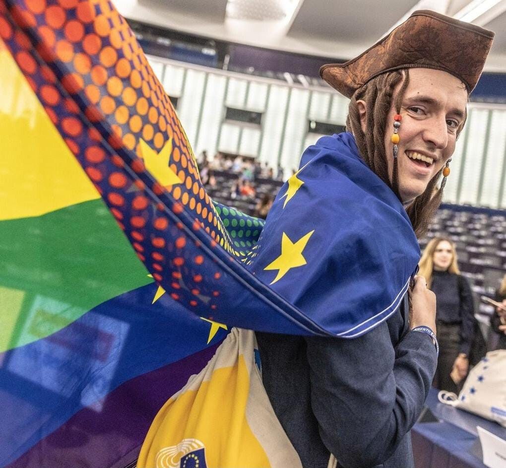 Dave Kock als „EU-Pirat“ im Europäischen Parlament Straßburg.⇒Kock (4