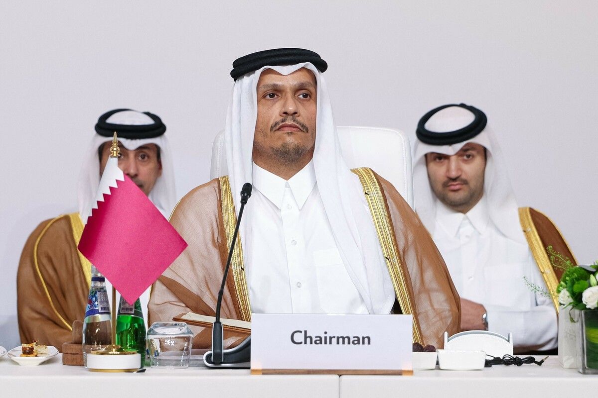Der katarische Regierungschef, Scheich Mohammed bin Abdulrahman al-Thani, bei der Vorbereitungssitzung in Doha.⇒AFP