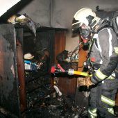 Feuer und Rauchschwaden im Keller