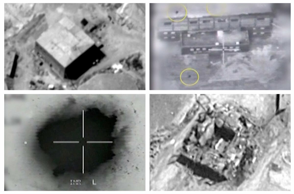 Luftbilder einer zerstörten Anlage in der Nähe von Deir al-Zor. ⇒AFP