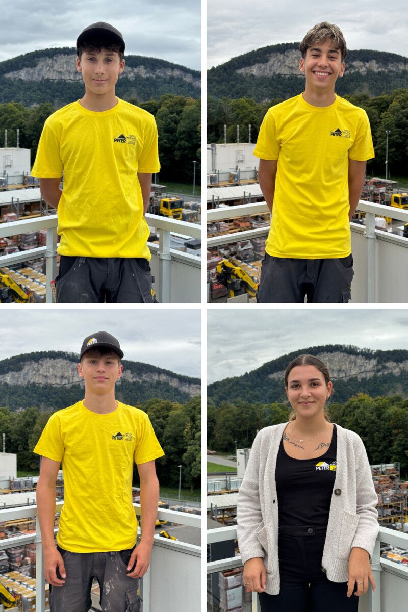 Lukas Schmid, Thiago Joel de Lima Silva, Emilio Tagger und Celine Egle starten in ihre Ausbildung bei Peter Dach. ⇒peterdach