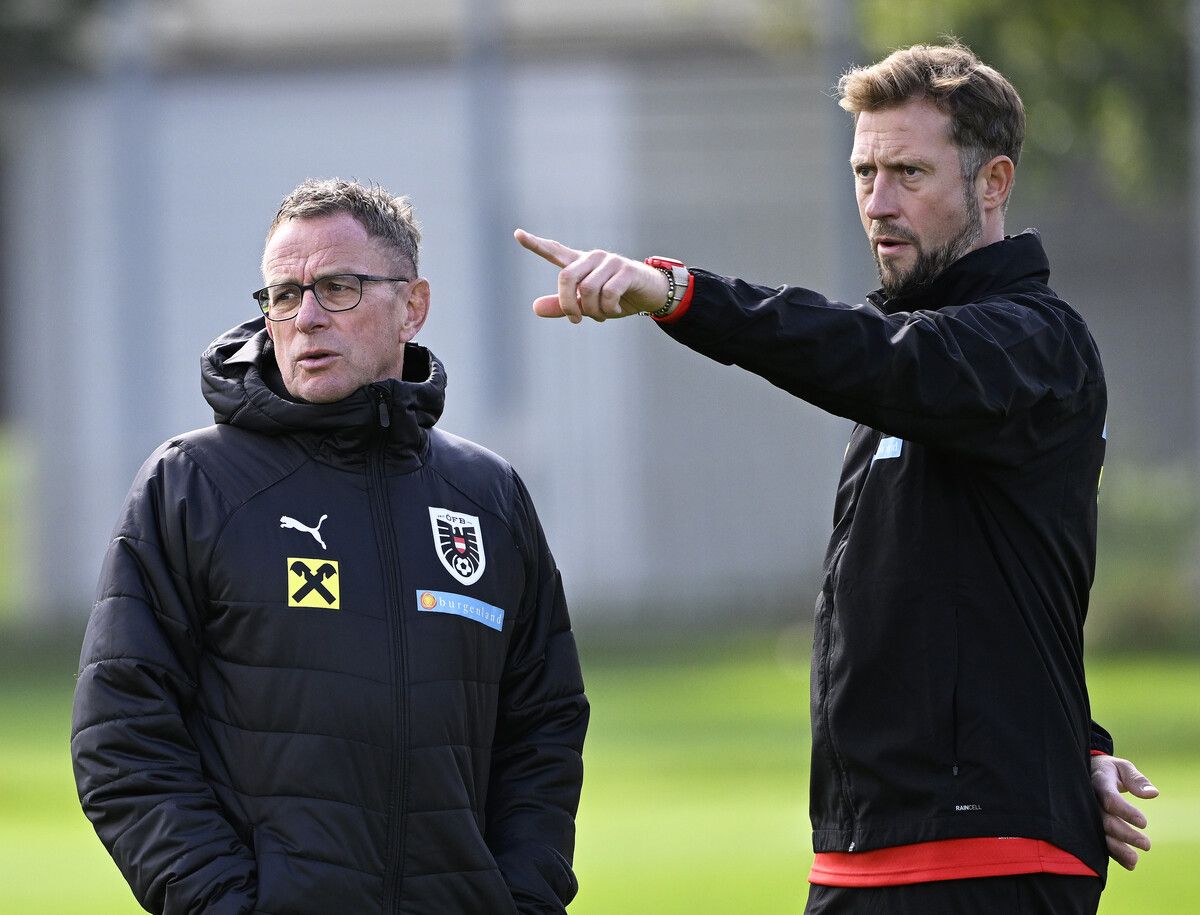 ÖFB-Teamchef Ralf Rangnick wird von Lars Kornetka (r.) vertreten.⇒GEPA