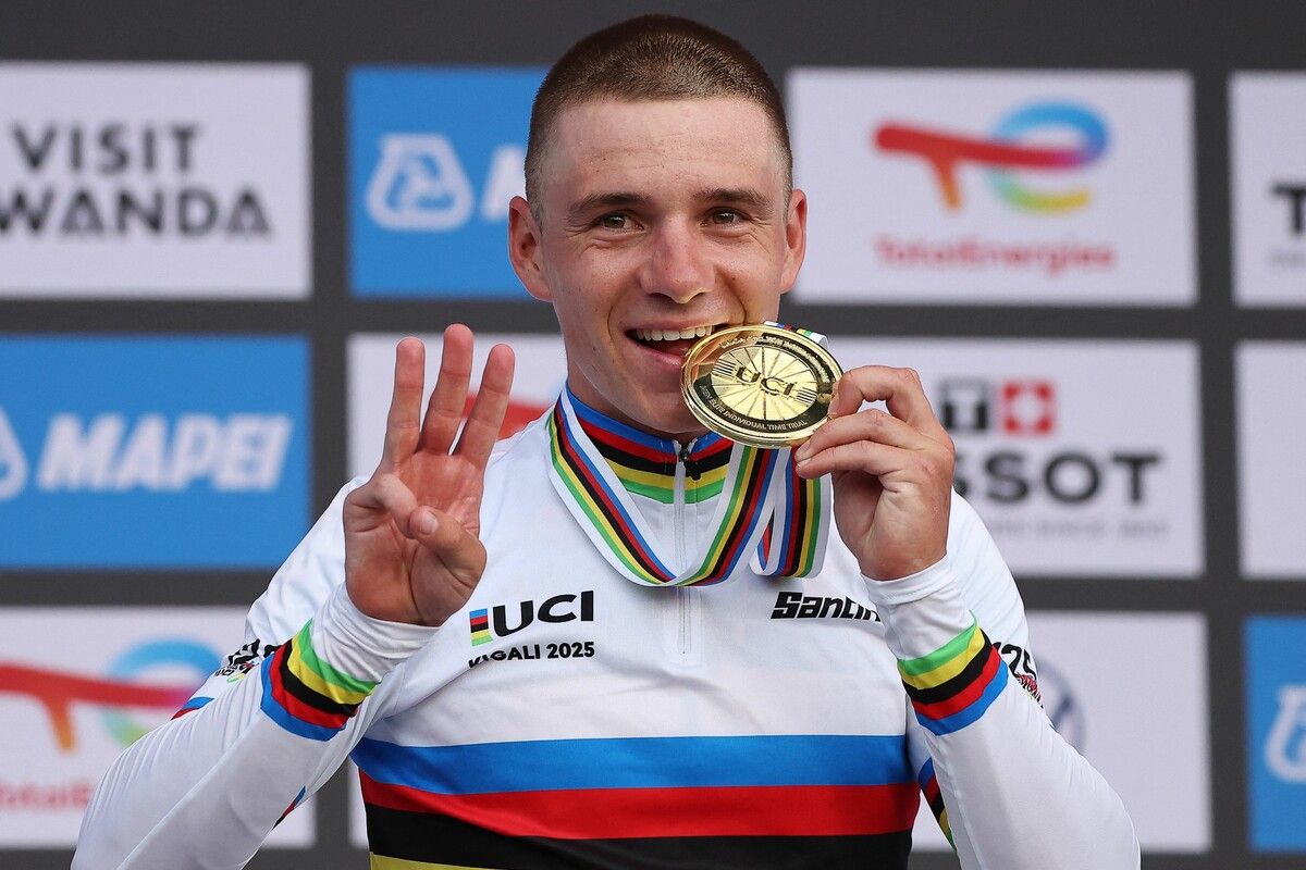 Remco Evenepoel raste in Ruanda zum Titel-Hattrick.⇒APA