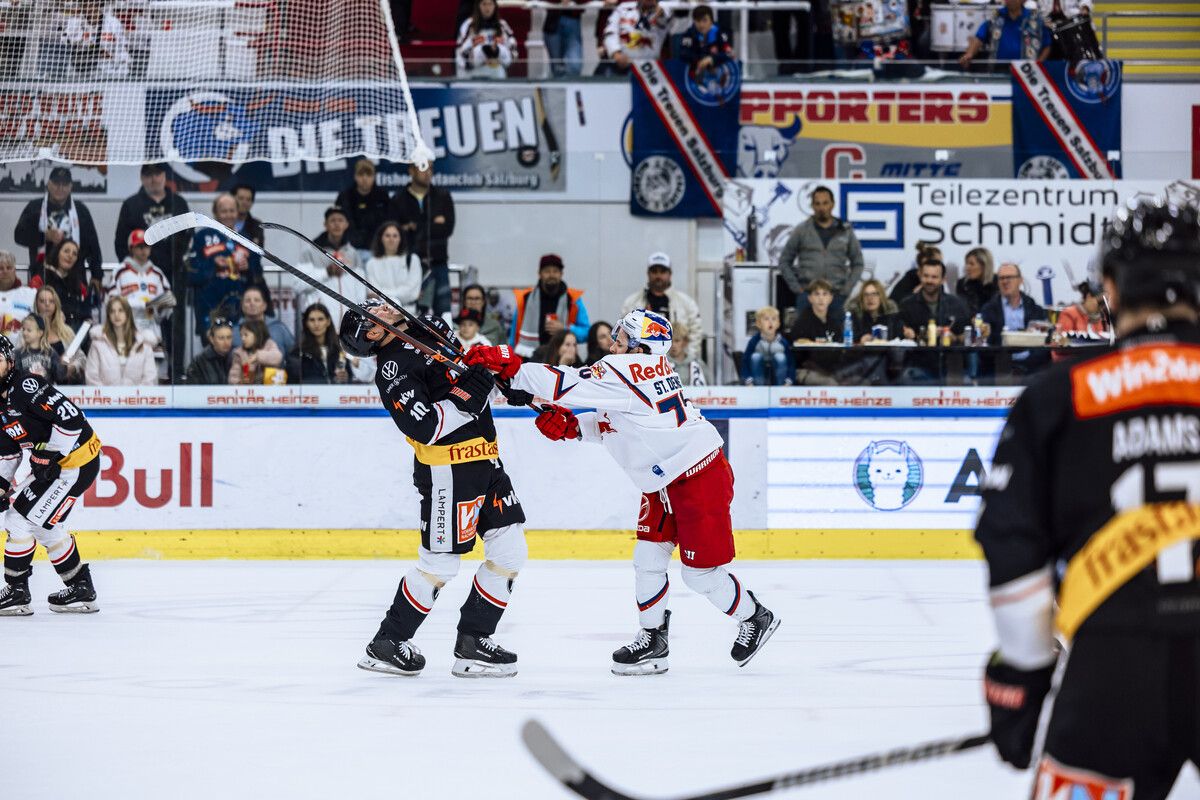 Roni Allen und die Pioneers forderten den Meister 40 Minuten lang. Im Schlussdrittel waren die Bullen dann aber nicht mehr zu bändigen.⇒RB Salzburg