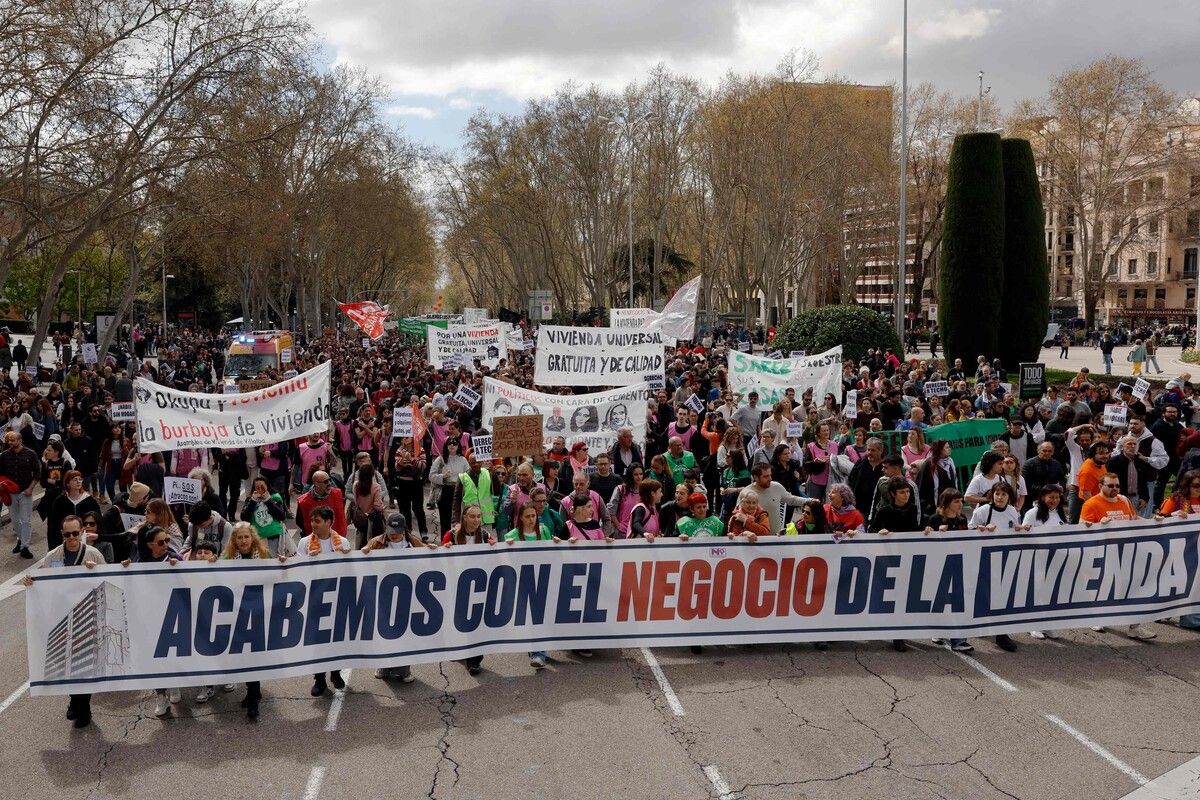 Zehntausende protestierten in Spanien gegen die zunehmende Wohnungsnot.⇒AFP