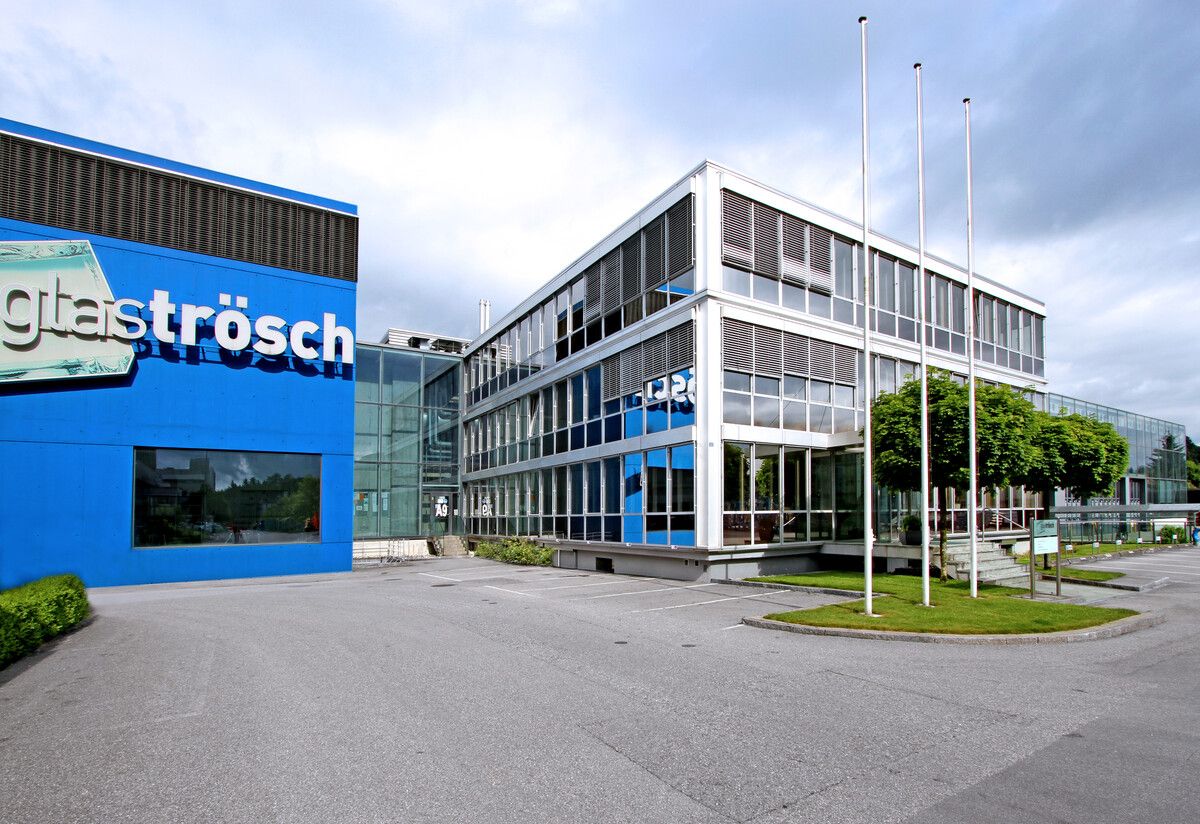 Das Hauptquartier von Glas Trösch in Bützberg. Das Unternehmen beschäftigt international rund 6000 Mitarbeiter. ⇒FA