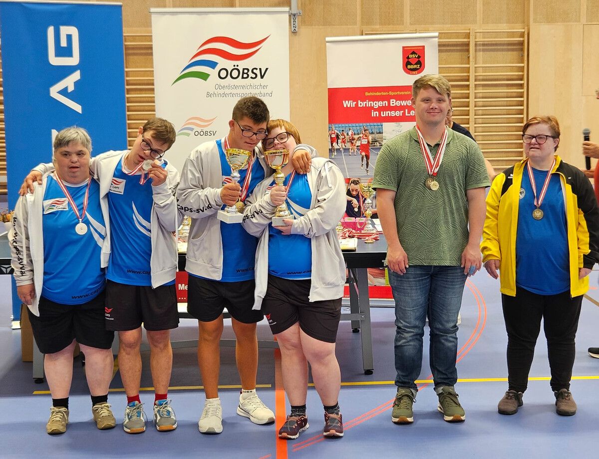 Die erfolgreichen CAPS-Sportler bei den Österreichischen Meisterschaften in Linz (v.l.): Michaela Klocker, Michael Lampl, Pascal Insam, Desiree Schneider.