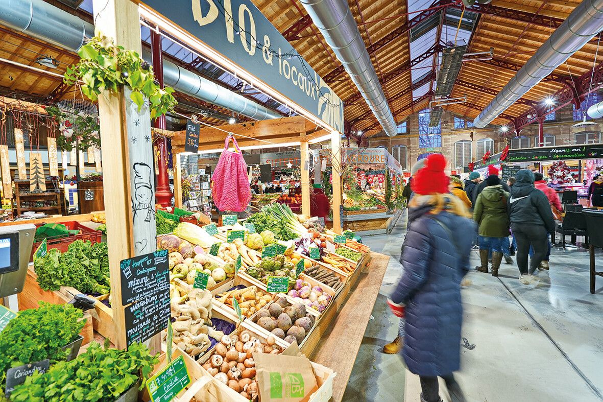 Es gibt in Colmar auch einen überdachten Markt. Perfekt für regnerische Tage.