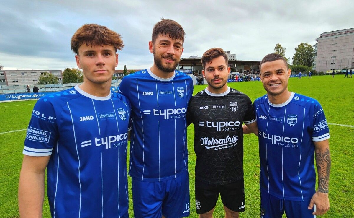 Nachwuchshoffnung Nicolas Messmer, Fabio Feldkircher, Tormann Sandro Eichhübl und Guilherme Junio da Silva. ⇒BMS