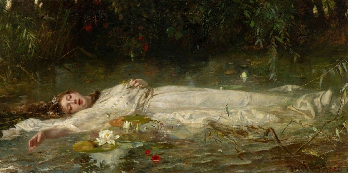 Ophelia von Friedrich Wilhelm Theodor Heyser, um 1900, Schenkung Ferdinand Wolfgang Neess. ⇒Fickert, Museum Wiesbaden